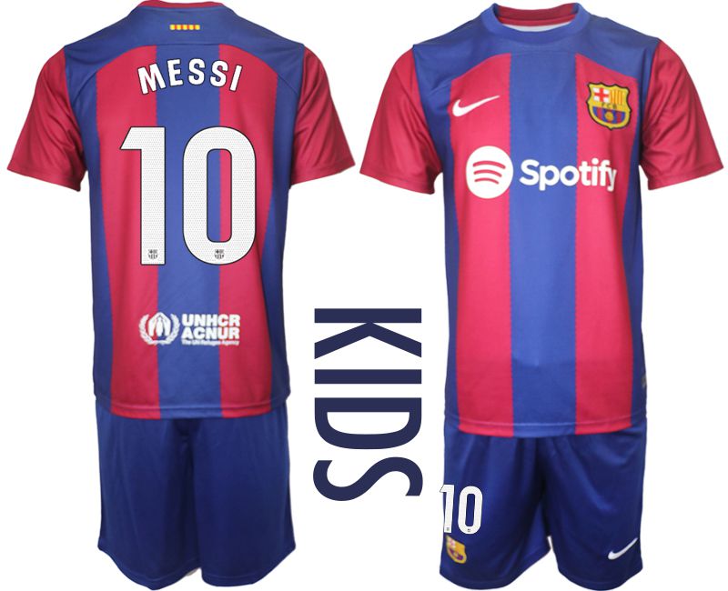 Youth 2023-2024 Club Barcelona home red 10 Soccer Jersey